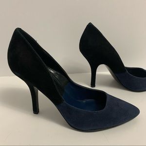 NINE WEST pointed toe leather suede Heels blue black size 10 high heels shoes